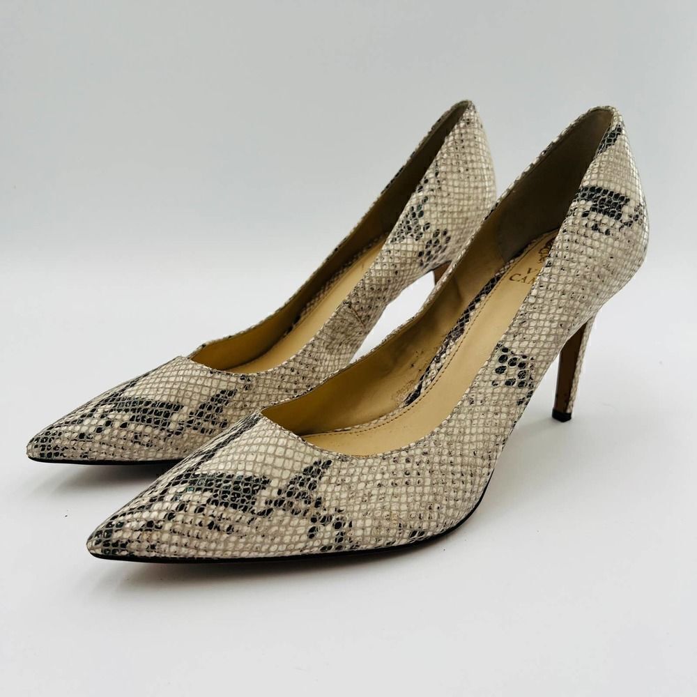 Vince Camuto Snake Embossed Leather Pointed Toe Pumps Size 11